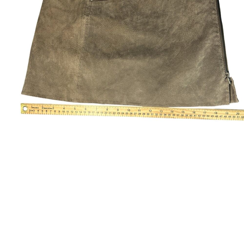 Blank NYC Sz 25 Midnight Tocker Suede Leather Mini Skirt Tan Side Zip Pocket - Picture 9 of 12